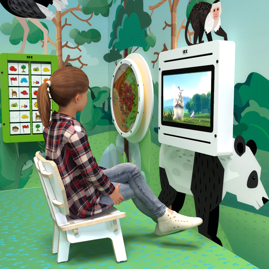 Op deze afbeelding ziet u een kind op de Buxus Lounge chair white uit de kindermeubel collectie Buxus