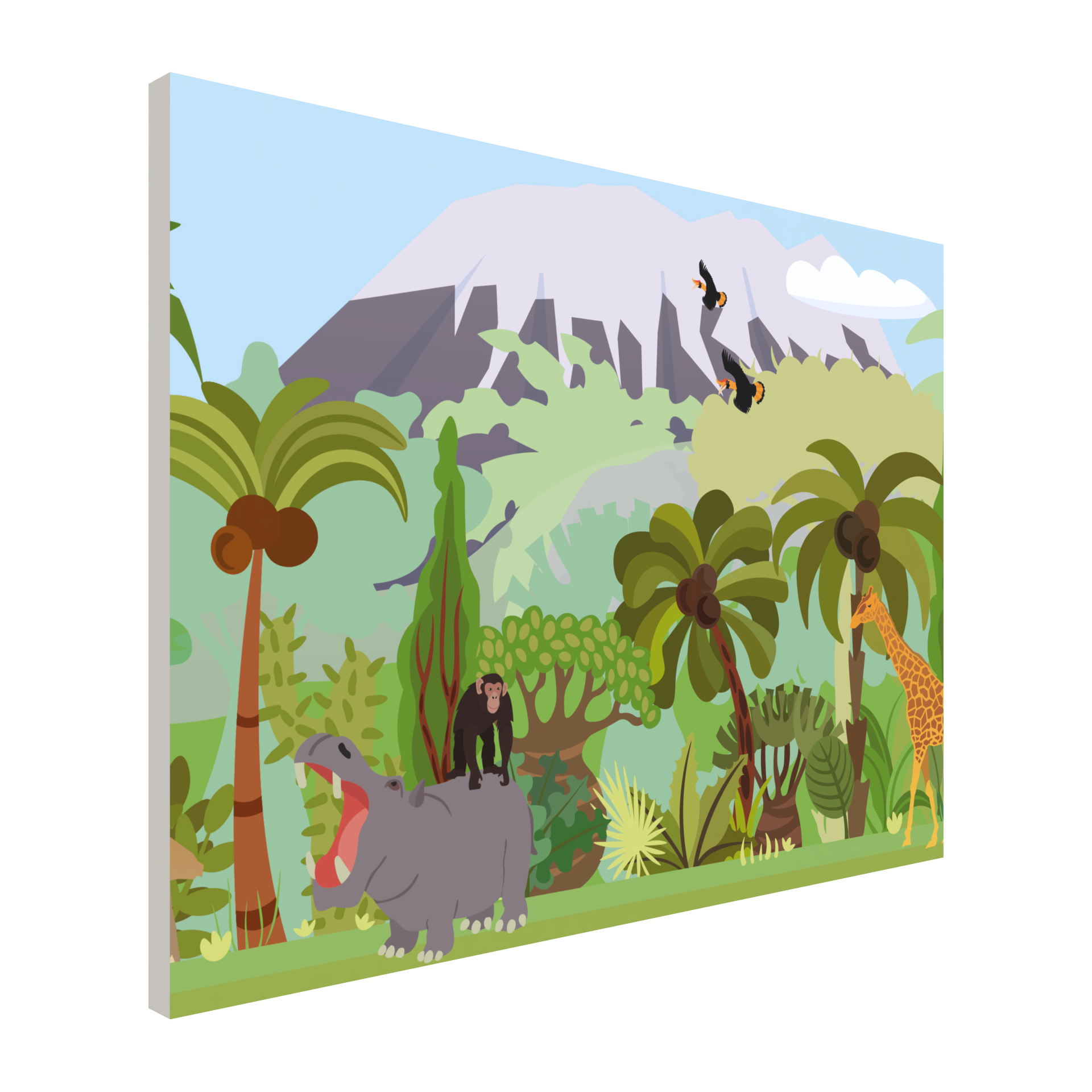 wandbekleding in een leuk jungle thema, speciaal voor een kinderhoek of speelruimte