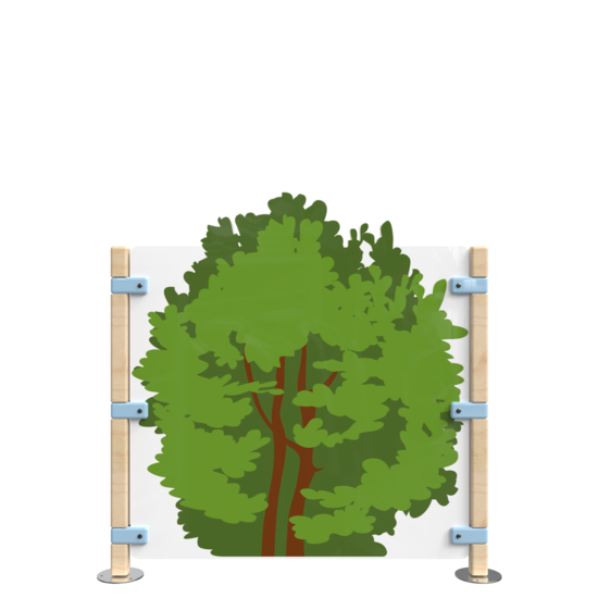 hekwerk paneel voor een bos thema kinderhoek met een struik