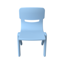 Stevige lichtblauwe plastic stapelstoel voor kinderen in de kinderhoek of wachtruimte